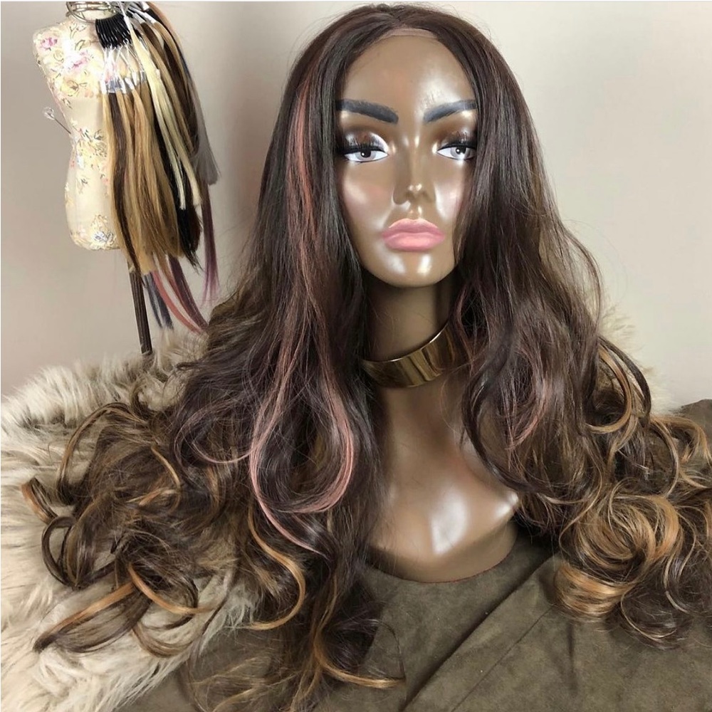 Brown synthetic lace front wig